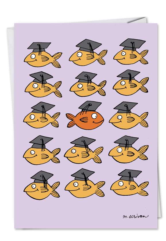 Humorous Graduation Paper Card by Maria Scrivan from NobleWorksCards.com - Stand Out in Crowd