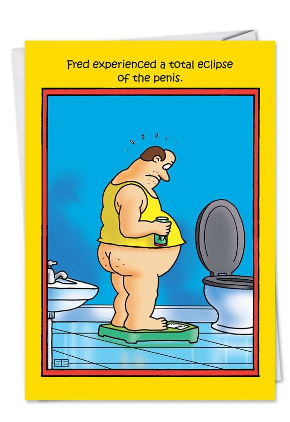Funny Birthday Printed Greeting Card by Stan Eales from NobleWorksCards.com - Penis Eclipse