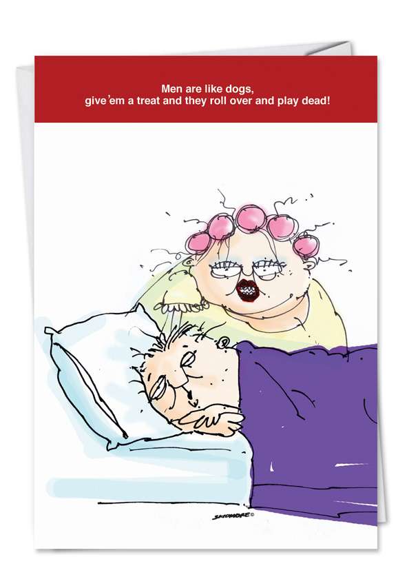 Humorous Anniversary Paper Card by David Skidmore from NobleWorksCards.com - Men Are Like Dogs