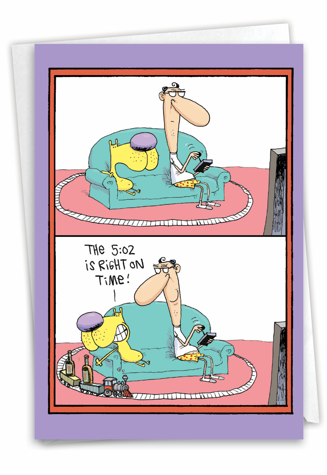 Train on Time Humorous Birthday Card