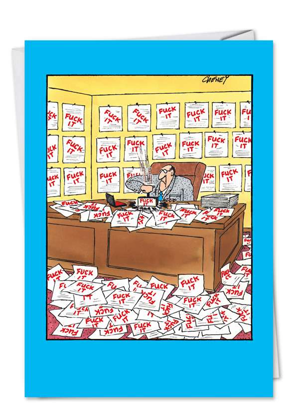 Hilarious Birthday Greeting Card by Tom Cheney from NobleWorksCards.com - Man With Stamp