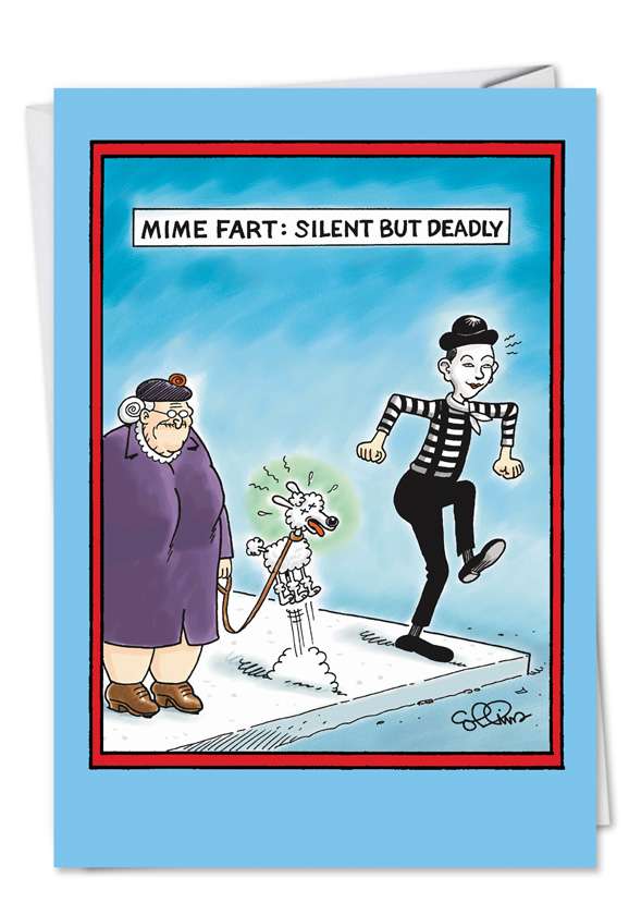 Mime Fart: Humorous Birthday Printed Greeting Card