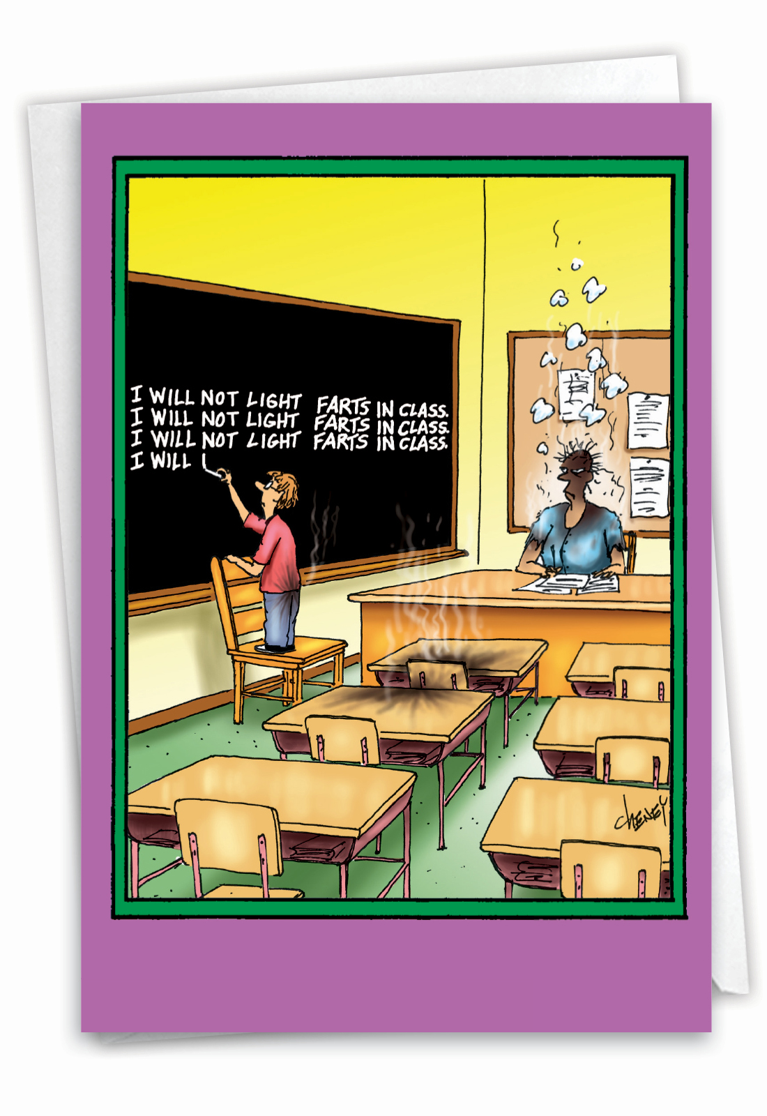 Farts In Class Blank Cartoons All Occasions Card Tom Cheney