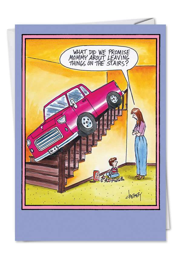 Truck On The Stairs Cartoons Birthday Mother Card Tom Cheney