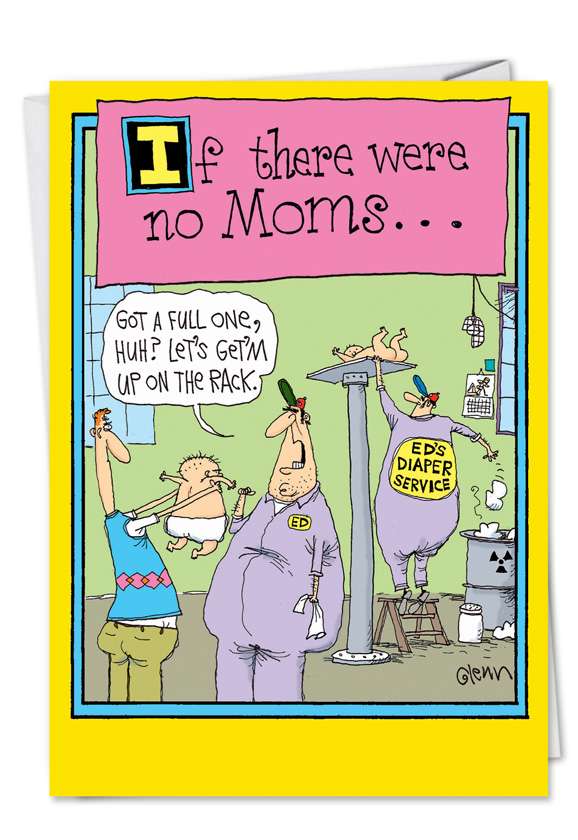 Humorous Birthday Mother Paper Greeting Card by Glenn McCoy from NobleWorksCards.com - Mechanic Mom