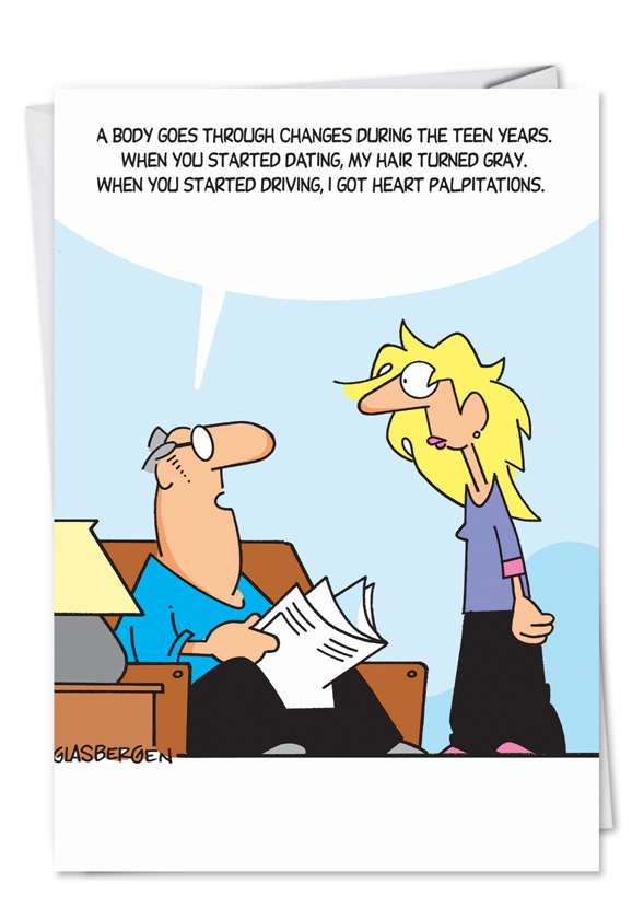 Humorous Birthday Father Paper Greeting Card by Randy Glasbergen from NobleWorksCards.com - Heart Palpitations