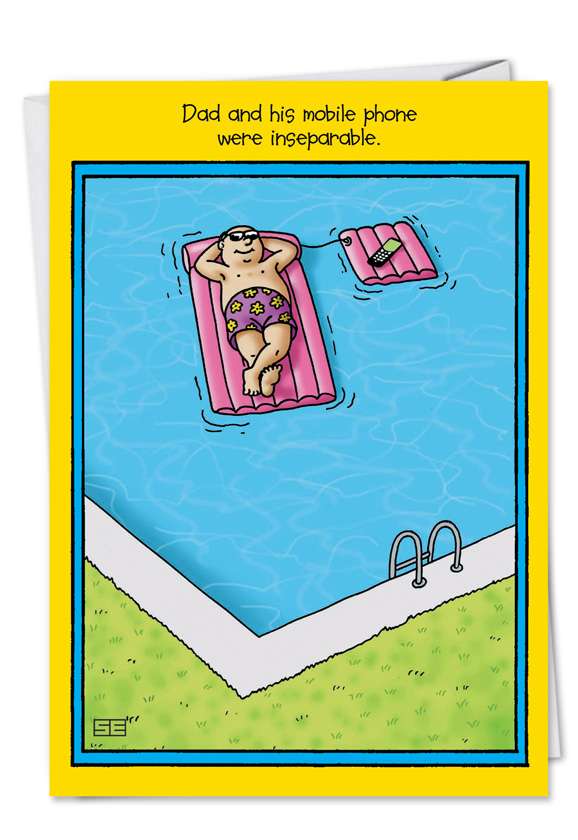 Hysterical Birthday Father Greeting Card by Stan Eales from NobleWorksCards.com - Swimming Pool Dad