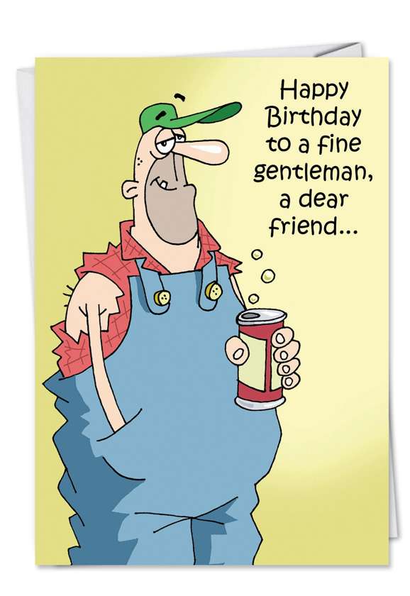 Funny Birthday Printed Greeting Card by D. T. Walsh from NobleWorksCards.com - Gentleman and Friend