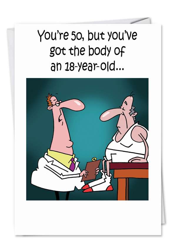 Humorous Birthday Greeting Card by D. T. Walsh from NobleWorksCards.com - Body of 18