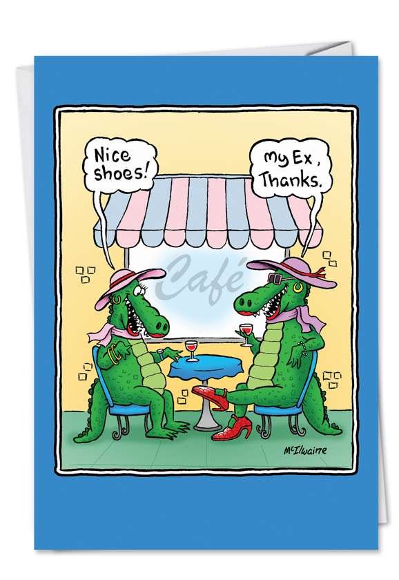 Hysterical Divorce Greeting Card by Randall McIlwaine from NobleWorksCards.com - Alligator's Husband