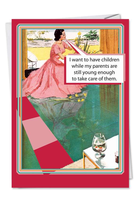 Hilarious Birthday Mother Printed Card from NobleWorksCards.com - Retro Mom Thoughts