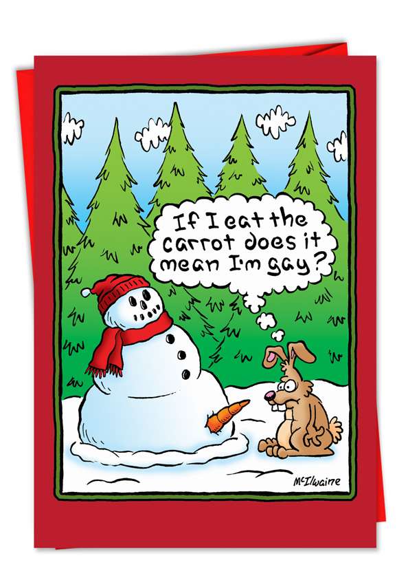 Hysterical Christmas Printed Card by Randall McIlwaine from NobleWorksCards.com - Eat the Carrot
