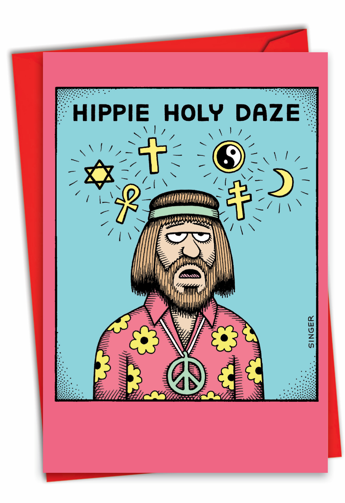 Hippie Holy Daze Funny Happy Holidays Card