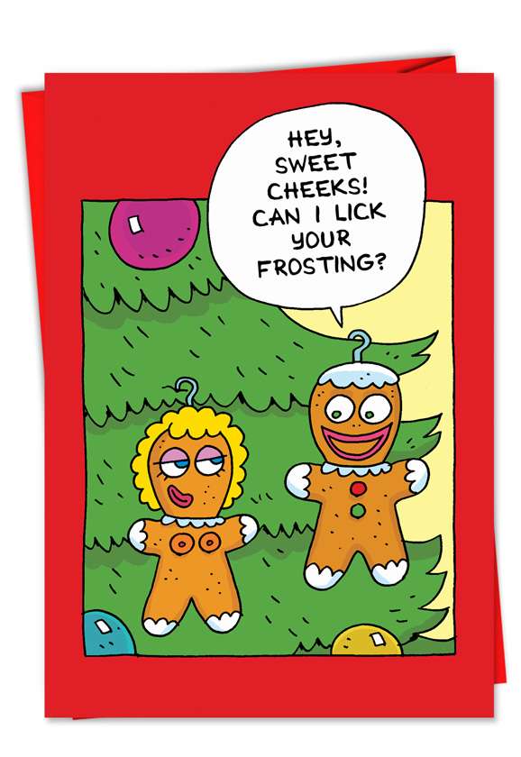 Hilarious Christmas Greeting Card by Scott Nickel from NobleWorksCards.com - Sweet Cheeks
