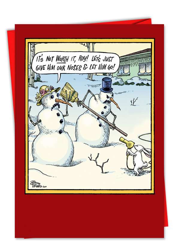 Snowman Rabbit Funny Christmas Card 