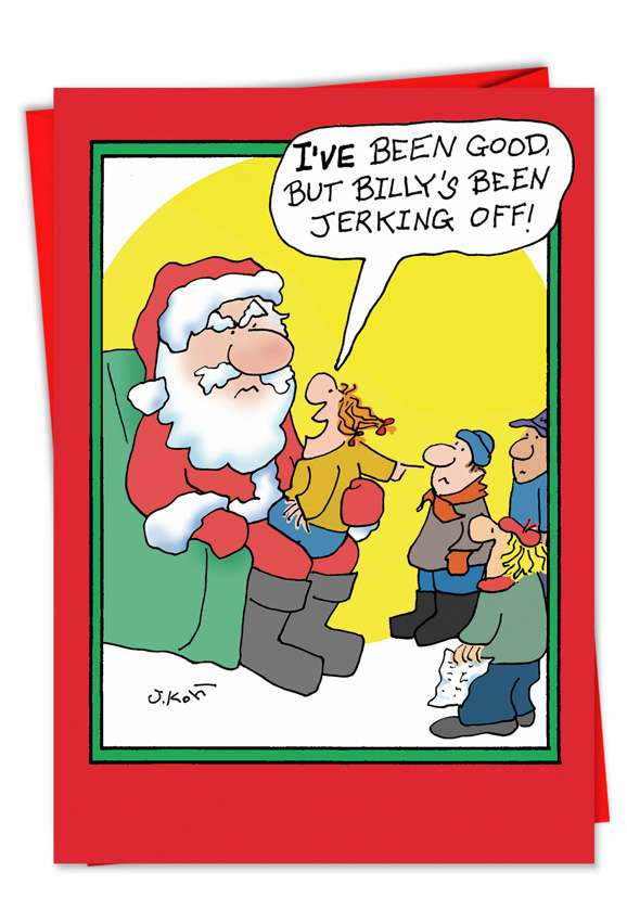 Hysterical Christmas Paper Card by Joseph Kohl from NobleWorksCards.com - Jerking Off
