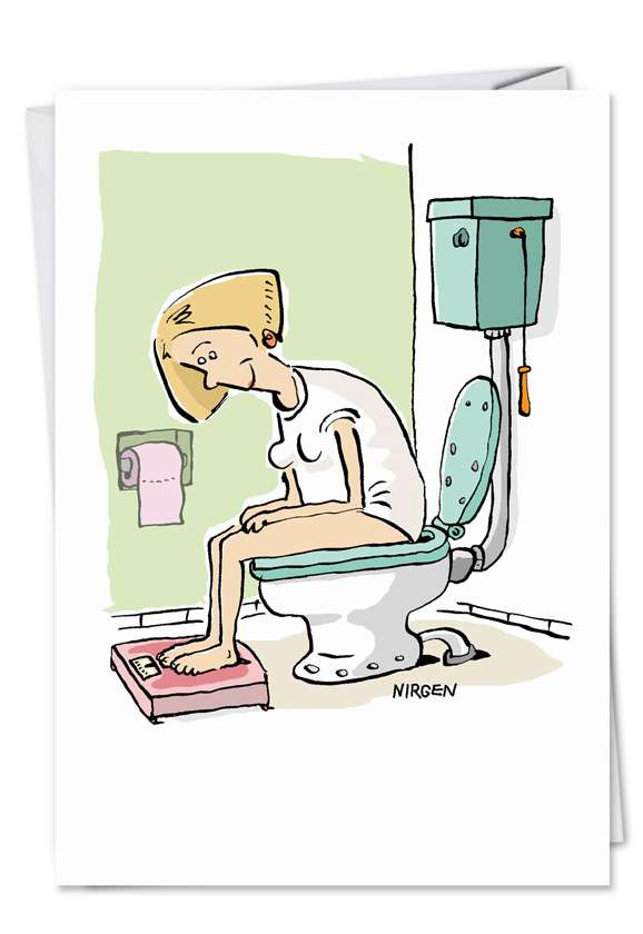 Hilarious Birthday Paper Card by Nir Molad from NobleWorksCards.com - Toilet Scale
