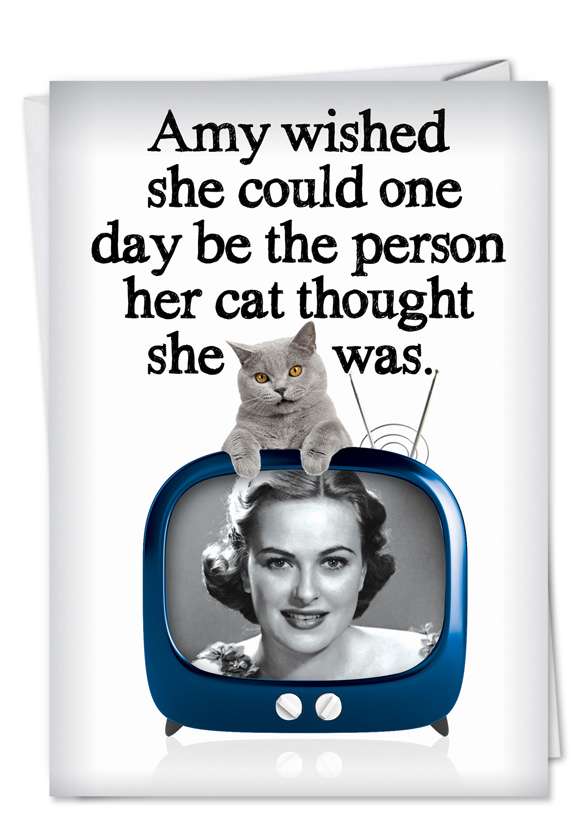 Funny Birthday Printed Greeting Card from NobleWorksCards.com - Purrrfect Person