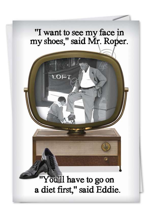 Humorous Birthday Greeting Card from NobleWorksCards.com - See Face in Shoes