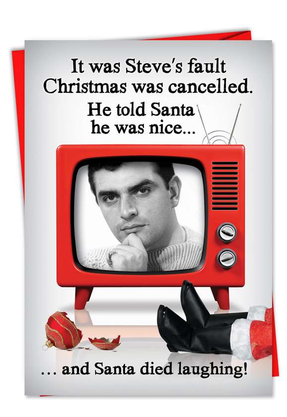 Humorous Christmas Printed Greeting Card from NobleWorksCards.com - Christmas is Cancelled