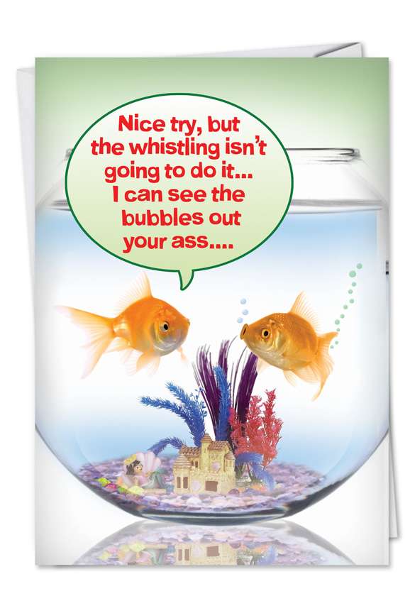 Fish Bowl Whistling Funny Birthday Greeting Card