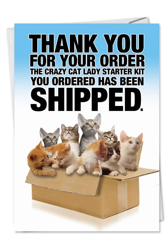 Humorous Birthday Paper Card from NobleWorksCards.com - Cat Lady Starter Kit