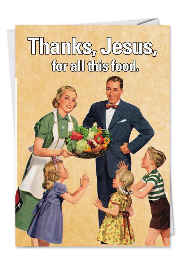 Funny Thank You Paper Greeting Card from NobleWorksCards.com - Jesus De Nada