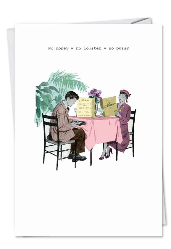 Hilarious Birthday Paper Greeting Card by SuperIndusatrialLove from NobleWorksCards.com - No Lobster