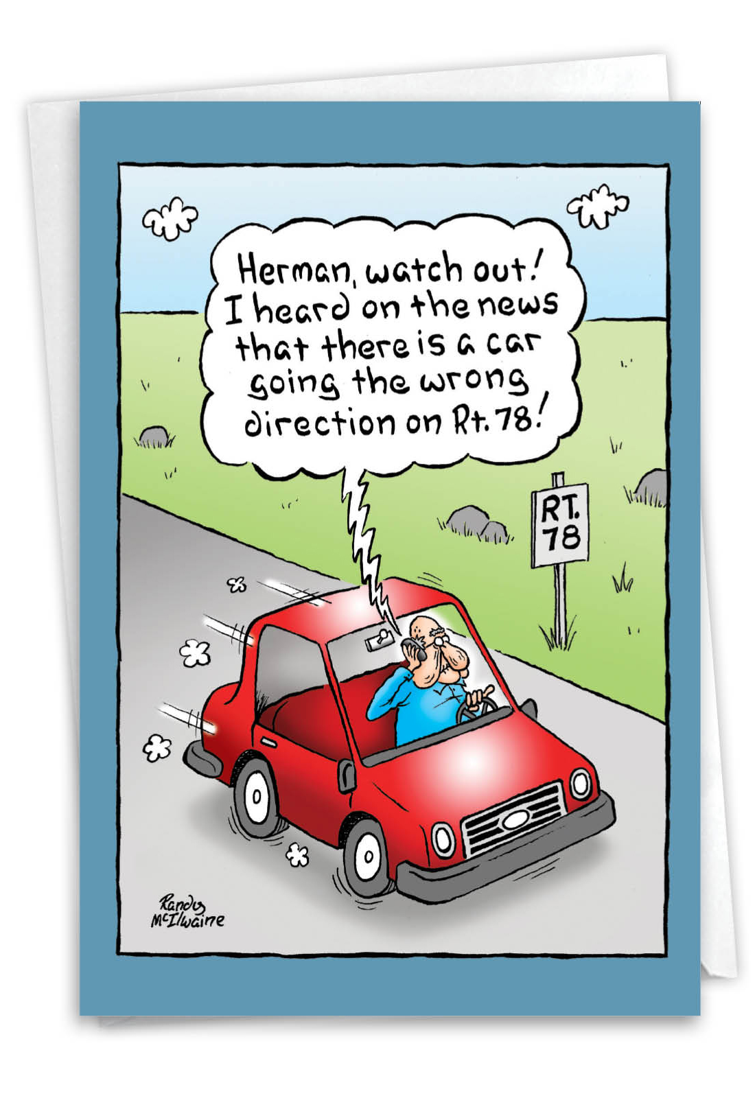 Wrong Way Humorous Birthday Printed Card