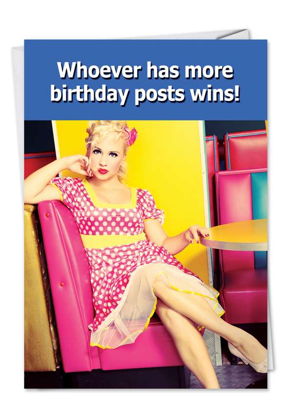 Facebook Birthday Posts Blank 50S Hipster Housewife Photos Card