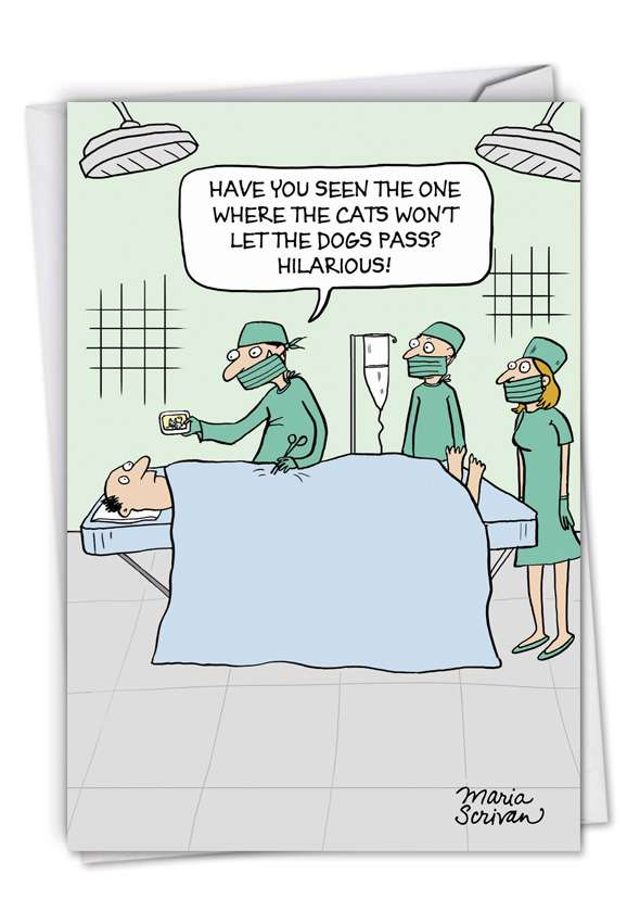 Humorous Get Well Greeting Card by Maria Scrivan from NobleWorksCards.com - Surgeon on YouTube