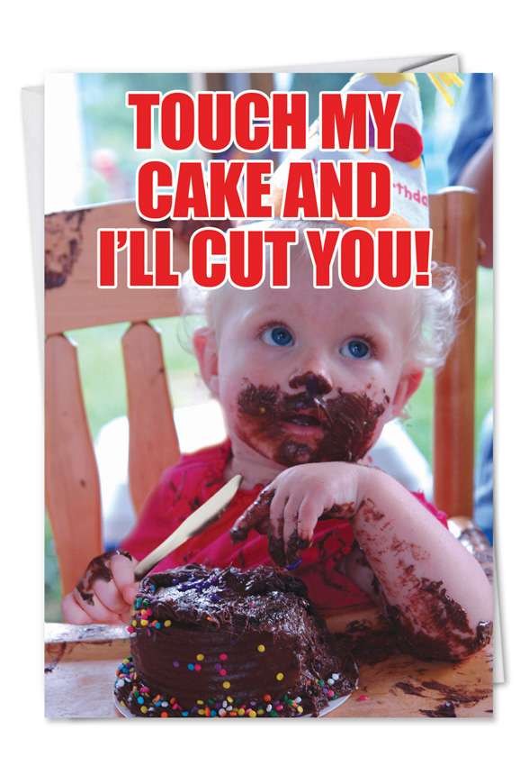 Hilarious Birthday Paper Card from NobleWorksCards.com - Touch Cake