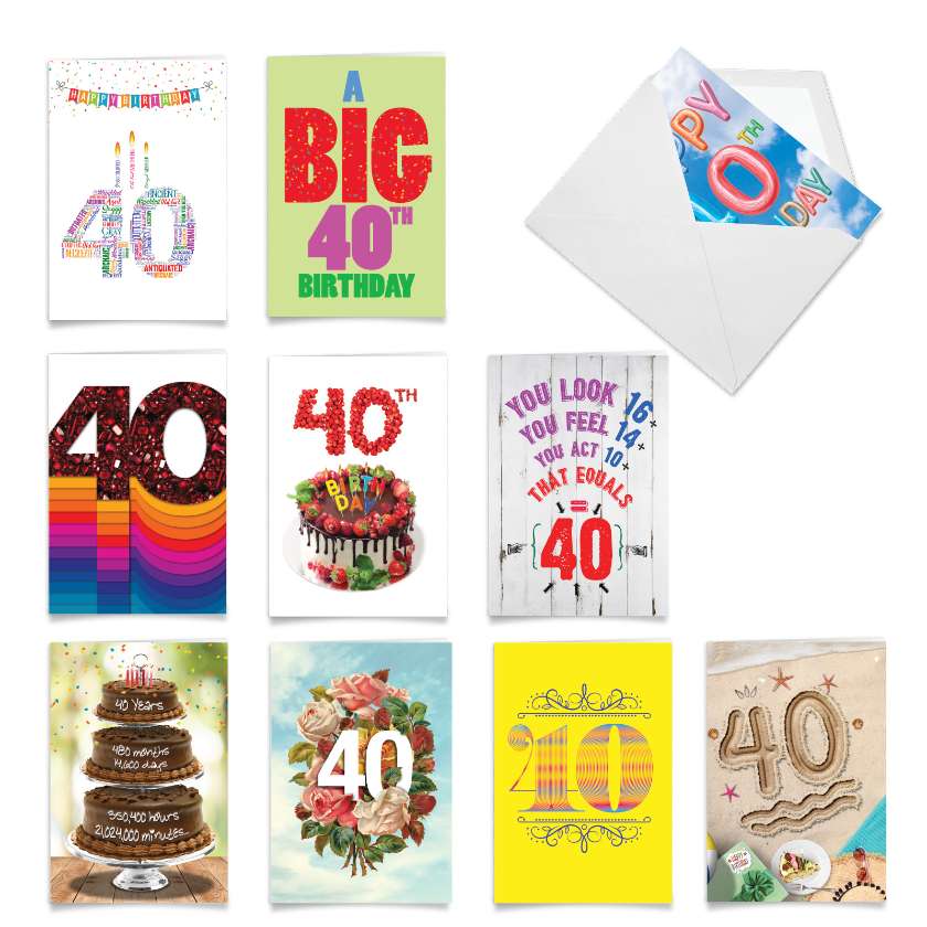 Hilarious Milestone Birthday Greeting Card By Assorted Artists From NobleWorksCards.com - Hooray for 40!