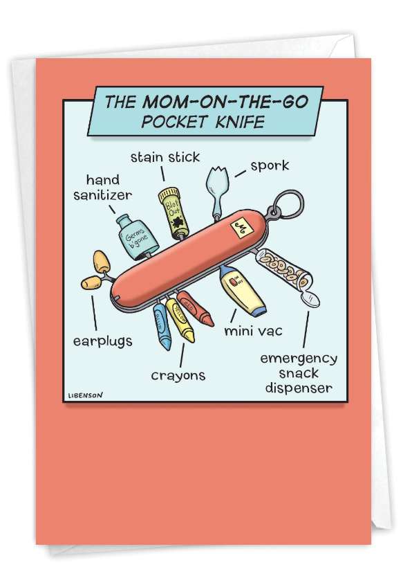 Hysterical Mother's Day Printed Card By Terri Libenson From NobleWorksCards.com - Mom's Pocket Knife