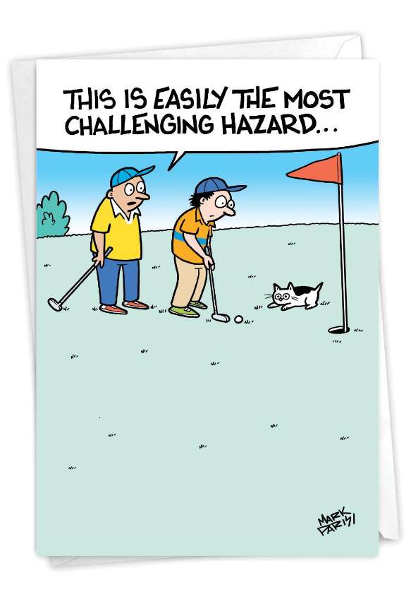 Hysterical Father's Day Greeting Card By Mark Parisi From NobleWorksCards.com - Golf Cat