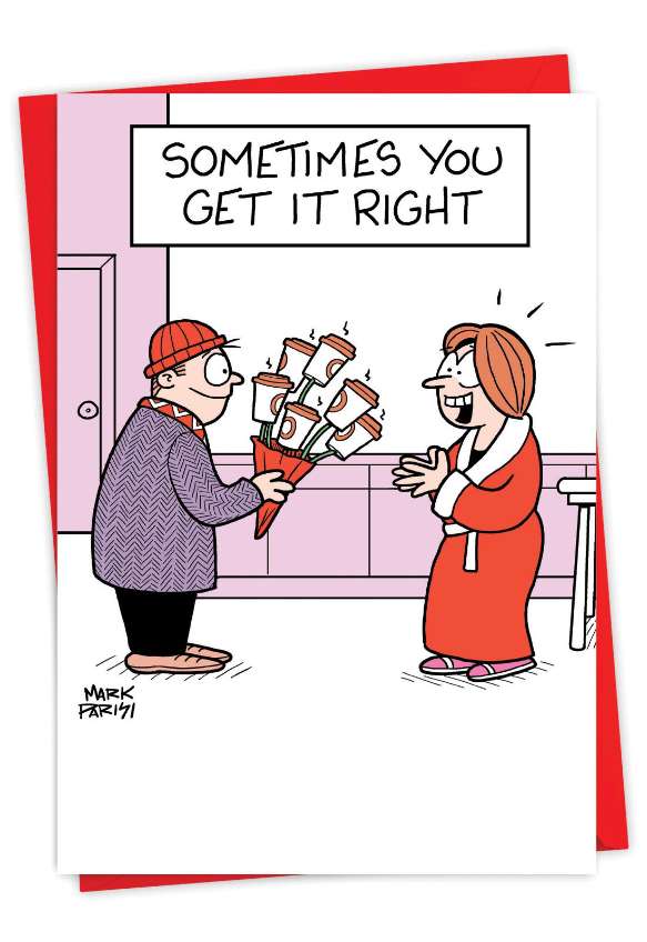 Hysterical Valentine's Day Printed Greeting Card By Mark Parisi From NobleWorksCards.com - Coffee Bouquet