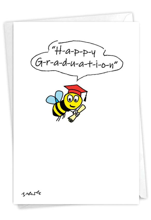 Hysterical Graduation Printed Greeting Card By William Brewer From NobleWorksCards.com - Spelling Bee