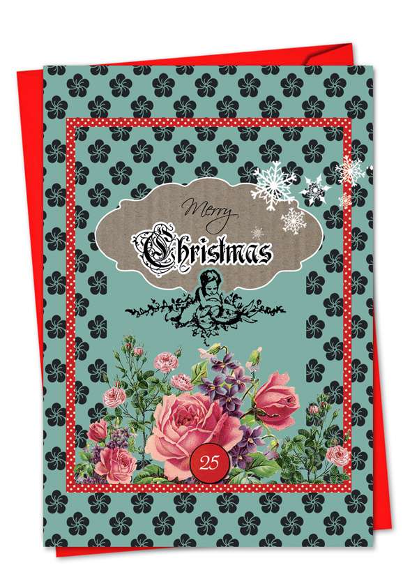 Creative Christmas Paper Card by Veronique Duhamel from NobleWorksCards.com - A Rosy Christmas