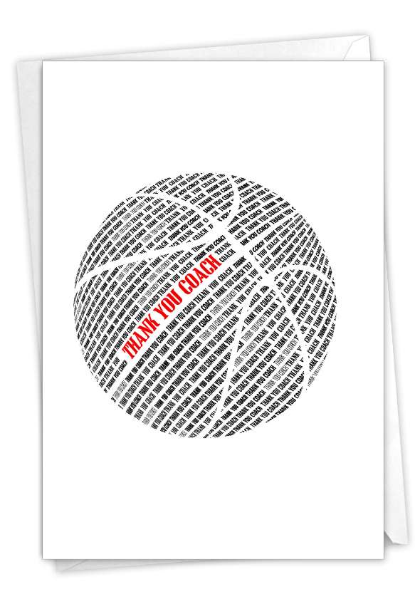 Stylish Thank You Printed Greeting Card From NobleWorksCards.com - Basketball Coach