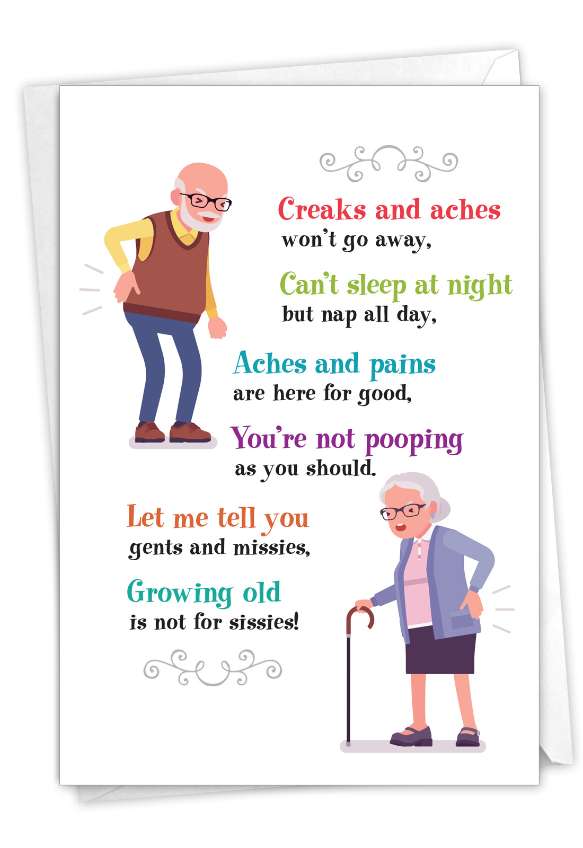 Hysterical Birthday Printed Card From NobleWorksCards.com - Creaks and Aches