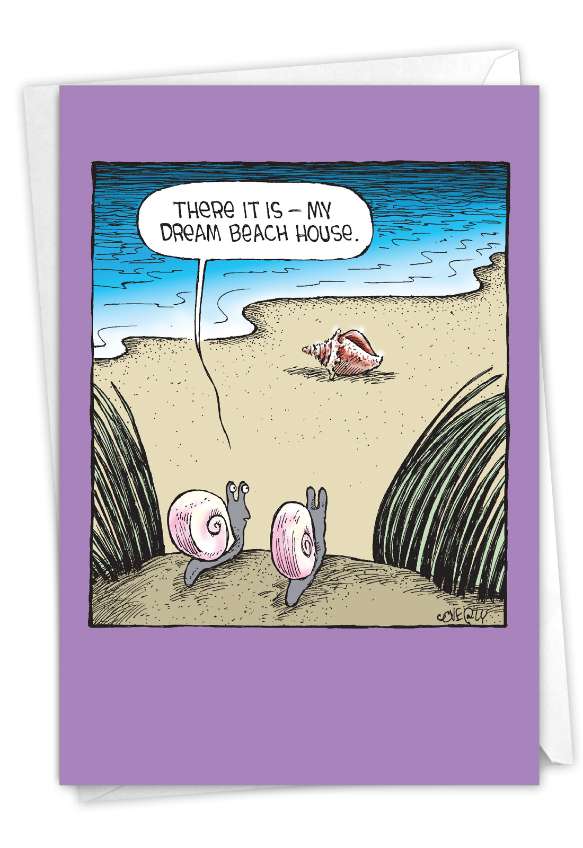 Hysterical New Home Printed Card By Dave Coverly From NobleWorksCards.com - Dream Beach House