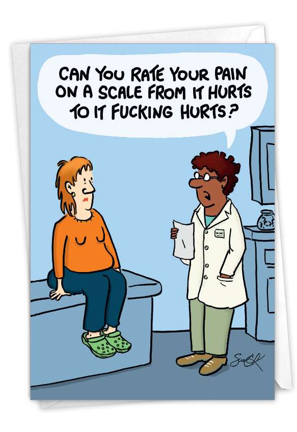 Rate Your Pain: Funny Get Well Paper Card