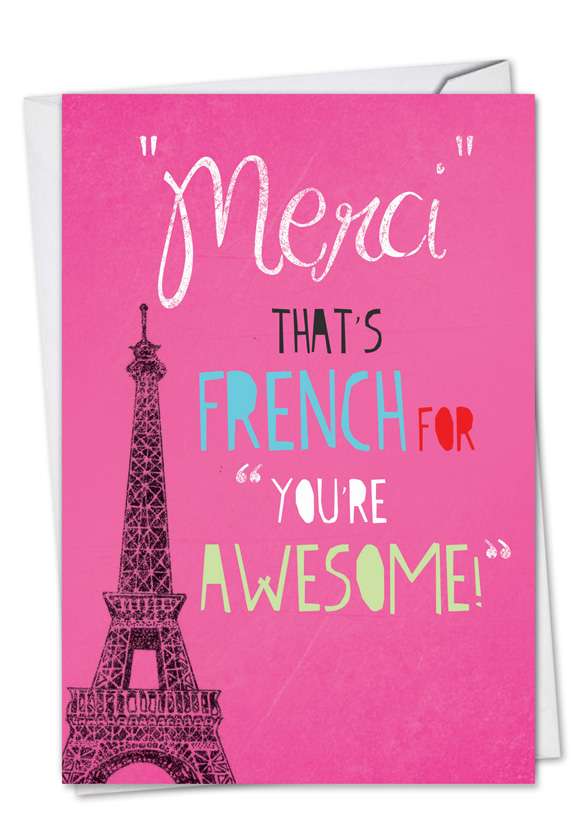 Merci You're Awesome Red Rocket Thank You Card