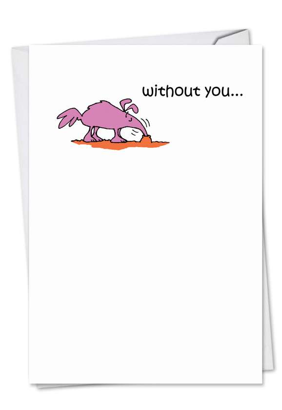 Funny Miss You Printed Greeting Card by D. T. Walsh from NobleWorksCards.com - Lonely Anteater