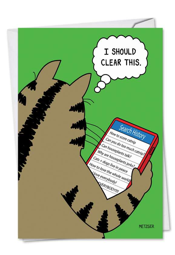 Hysterical Birthday Paper Greeting Card by Scott Metzger from NobleWorksCards.com - Cat Search History