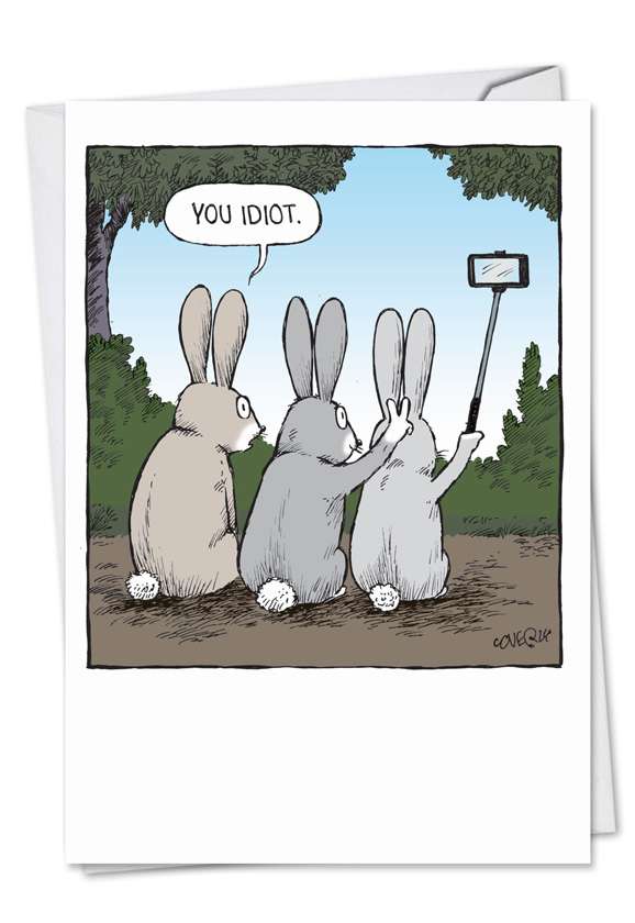 Humorous Easter Paper Card by Dave Coverly from NobleWorksCards.com - Bunny Selfies