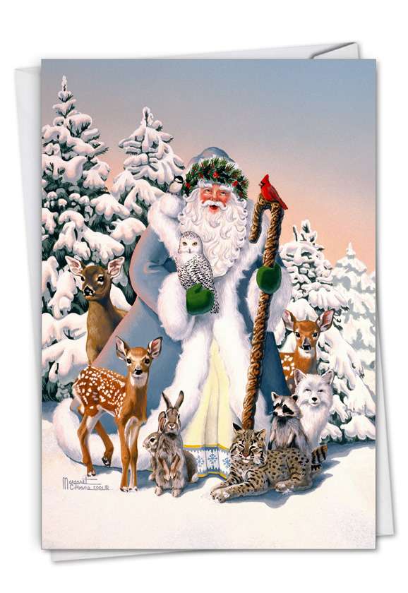 Winter Wonderland Wildlife - Wreath Crown: Christmas Card