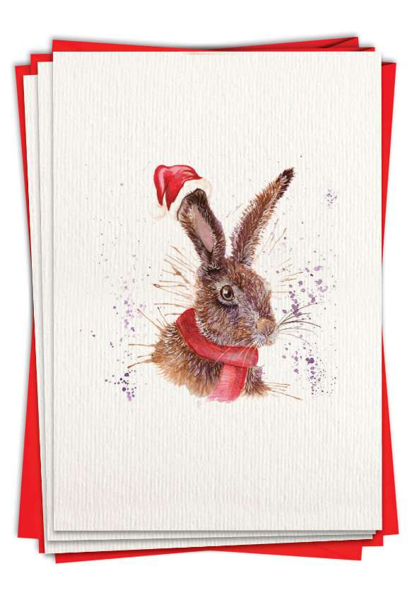 Beautiful Merry Christmas Card By Katherine Williams From NobleWorksCards.com - Wildlife Expressions - Rabbit