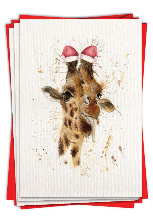 Creative Merry Christmas Printed Card By Katherine Williams From NobleWorksCards.com - Wildlife Expressions - Giraffe