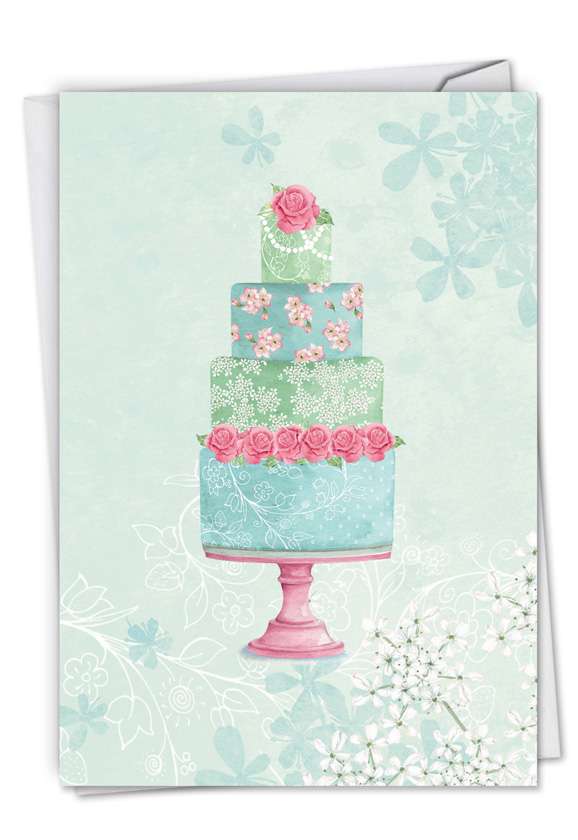 Watercolor Cake: Stylish Wedding Card